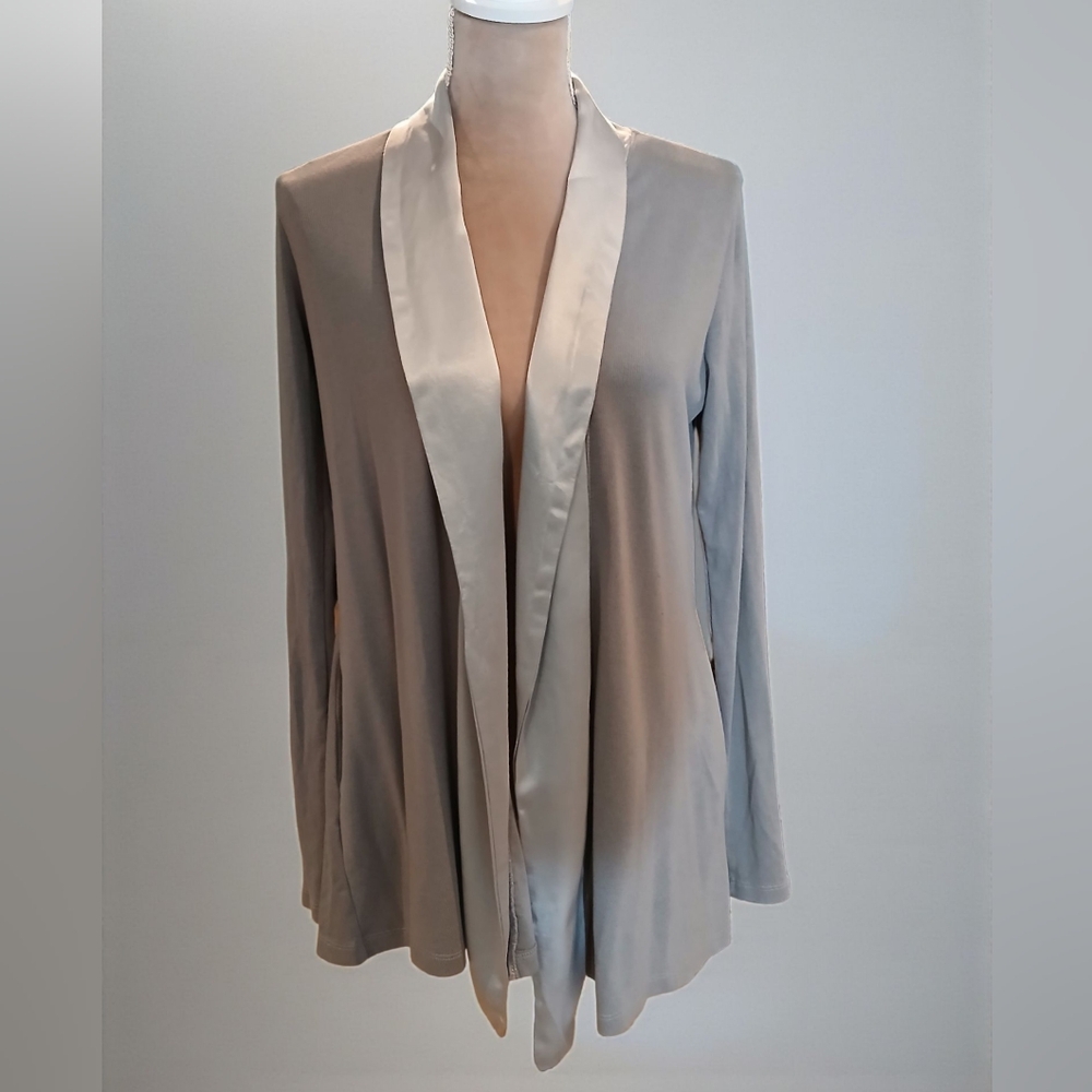Pj Harlow Shelby Satin Trimmed Short Robe Jacket Womans Small Pockets